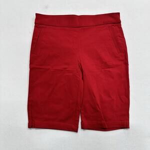 Kim Rogers Sz 10 Tummy Control Pull On Bermuda Shorts Red Slimming Comfort 11”